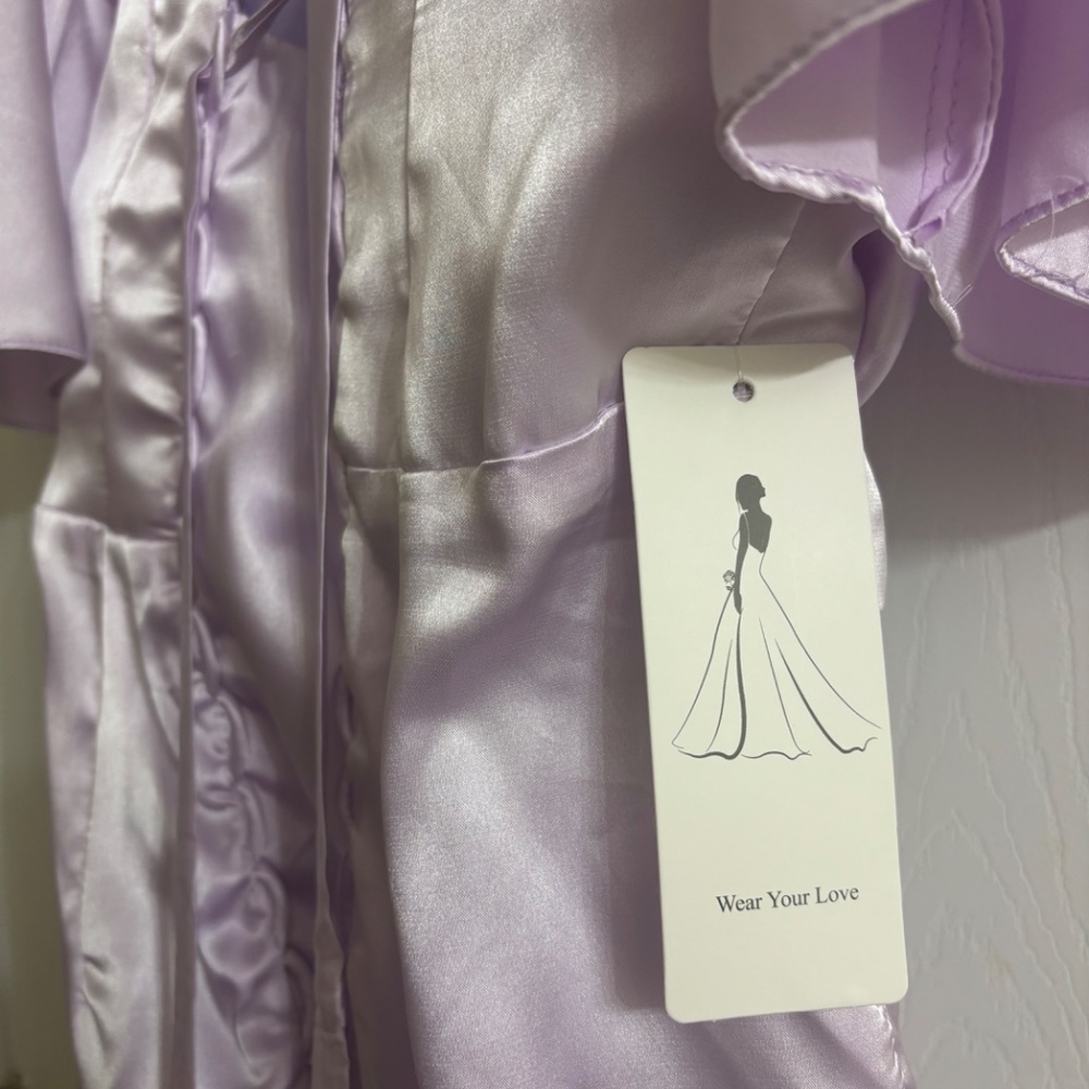 Wear Your Love Lavender Satin Gown with Draped Design - Picture 4 of 4